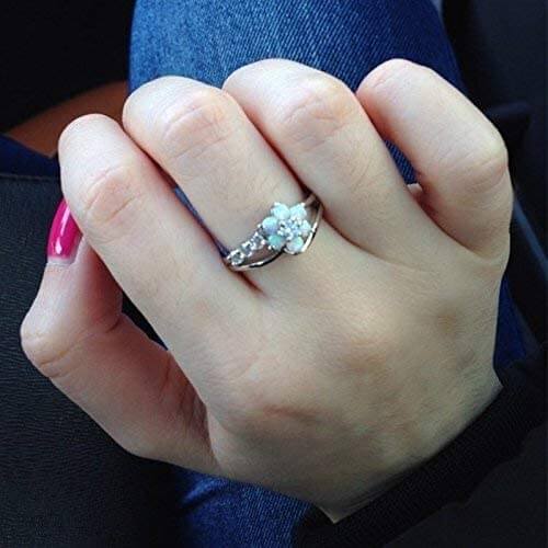 Blume Opal Kristall Ring