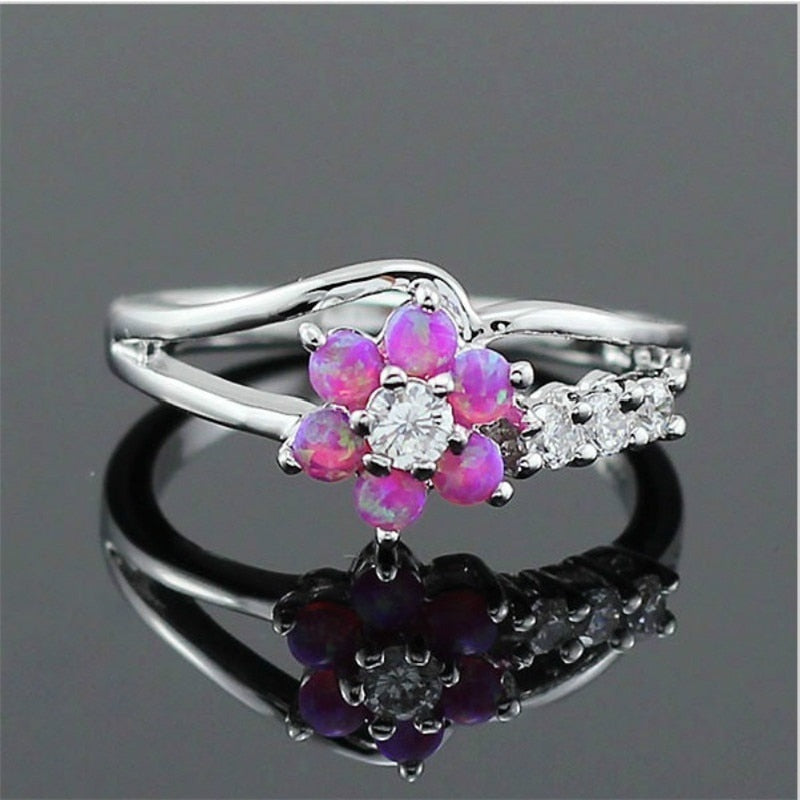 Blume Opal Kristall Ring