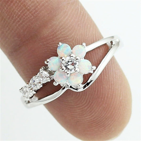 Blume Opal Kristall Ring