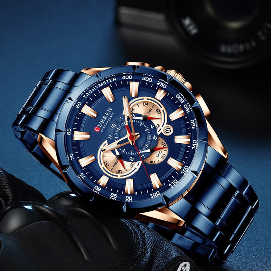 Curren 3 Zifferblätter Chronograph Luxus-Armbanduhr