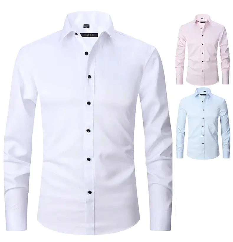 Herren Anti-Winkle Slim Fit Kleid Hemd