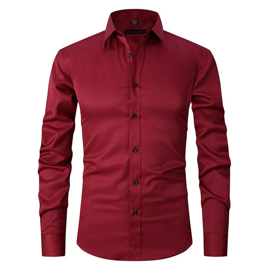 Herren Anti-Winkle Slim Fit Kleid Hemd