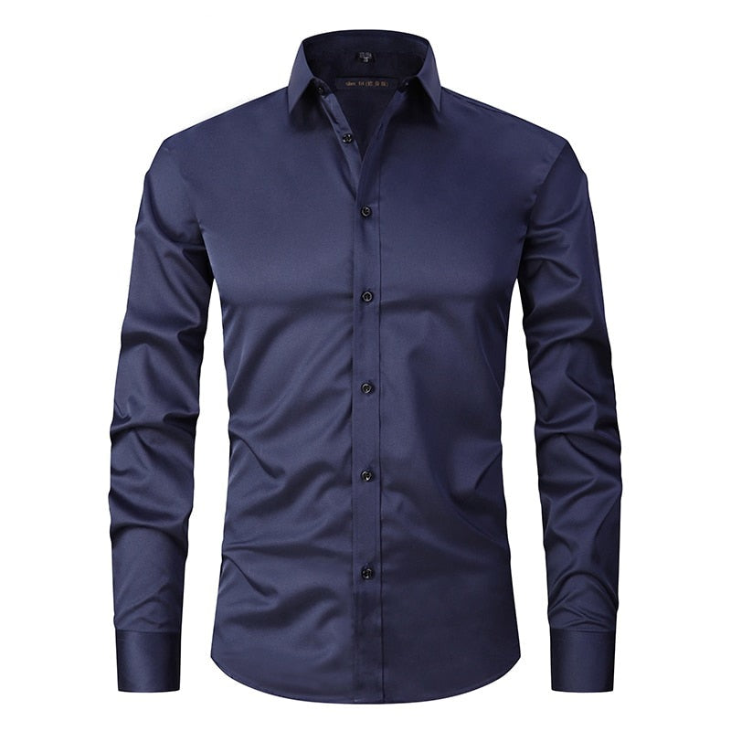 Herren Anti-Winkle Slim Fit Kleid Hemd