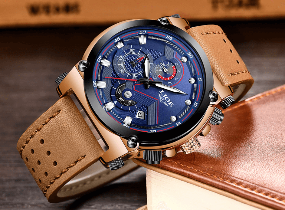 Herren Leder Analog-Armbanduhr