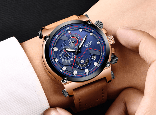 Herren Leder Analog-Armbanduhr