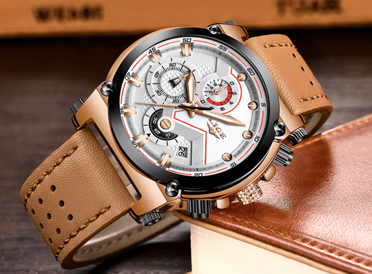 Herren Leder Analog-Armbanduhr