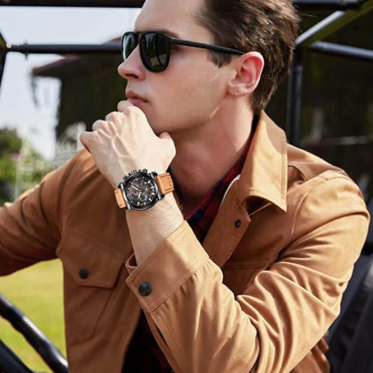 Herren Leder Analog-Armbanduhr