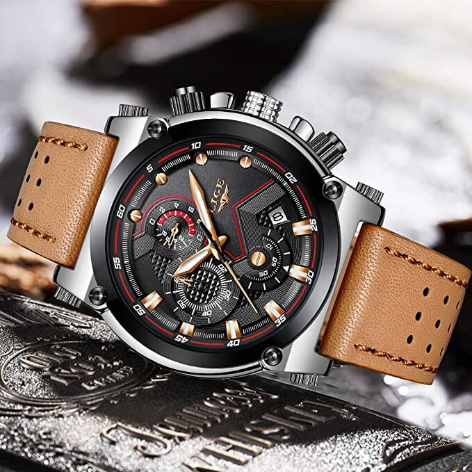 Herren Leder Analog-Armbanduhr