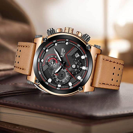 Herren Leder Analog-Armbanduhr