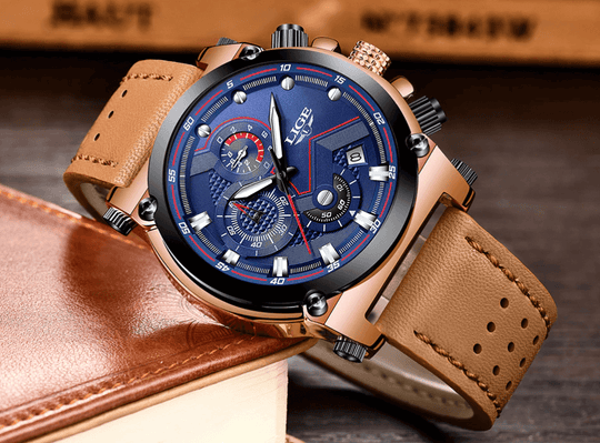 Herren Leder Analog-Armbanduhr