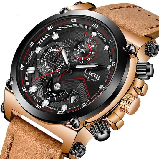 Herren Leder Analog-Armbanduhr