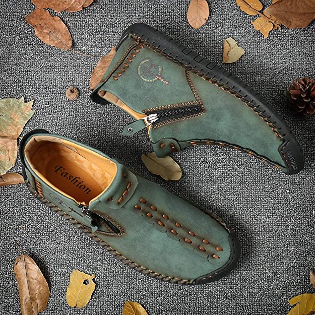 Herren Vintage Hand Genäht Stiefelette