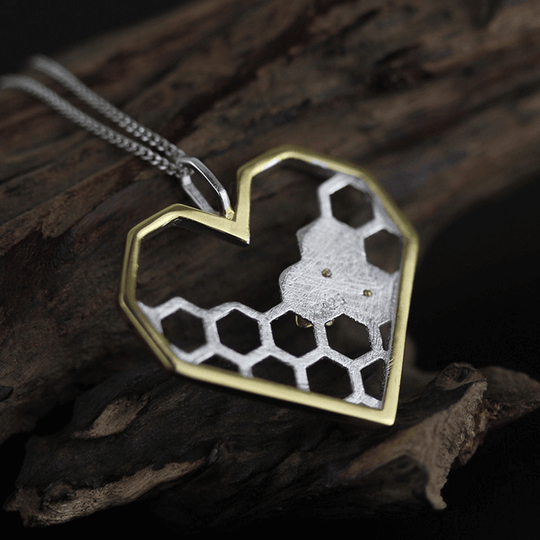 Herz-Halskette Mit Wabenmuster