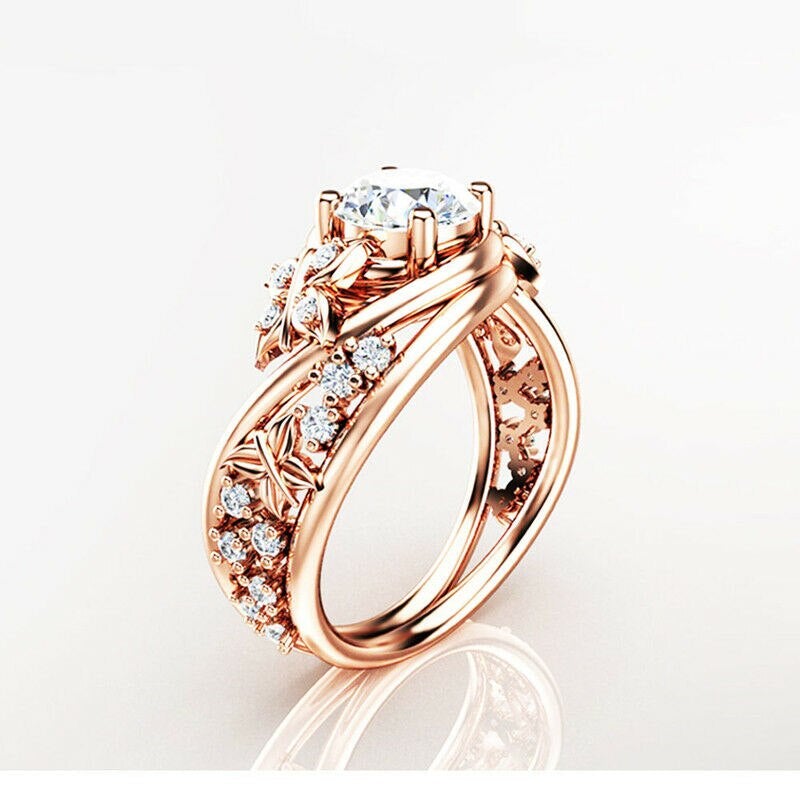 Hohle Strasssteine Schmetterling Blume Ring