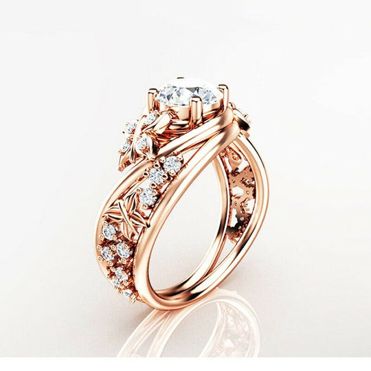 Hohle Strasssteine Schmetterling Blume Ring