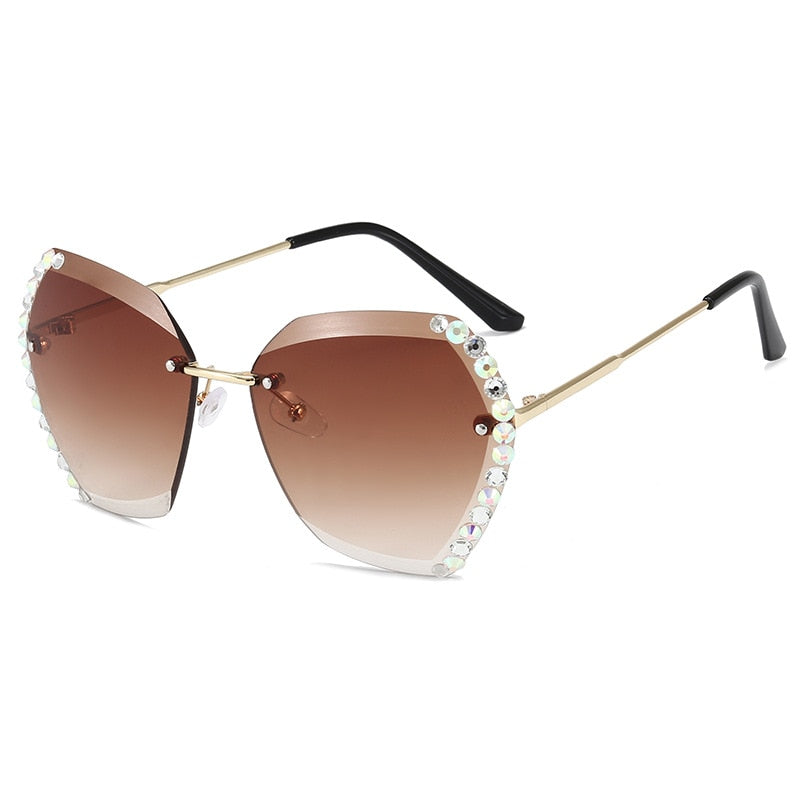 Randlose Strass-Sonnenbrille