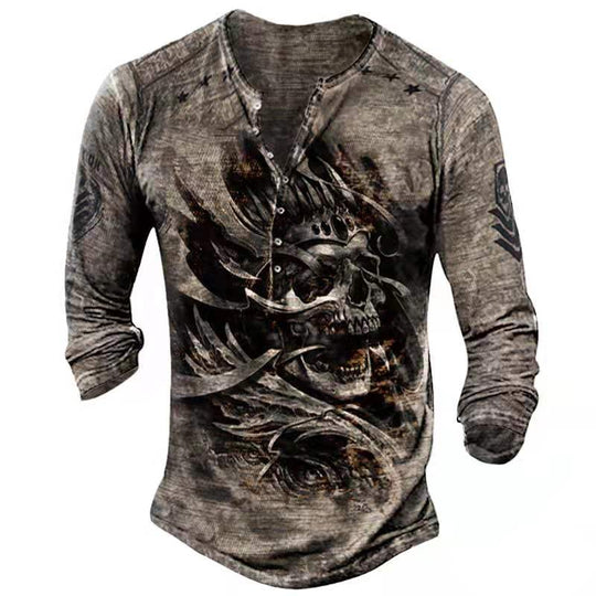 Retro Totenkopf Langarm-T-Shirts