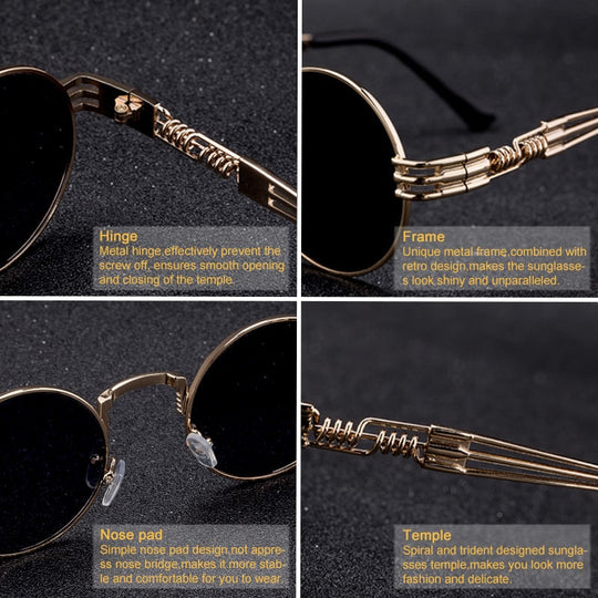 Steampunk Runde Metall-Sonnenbrille