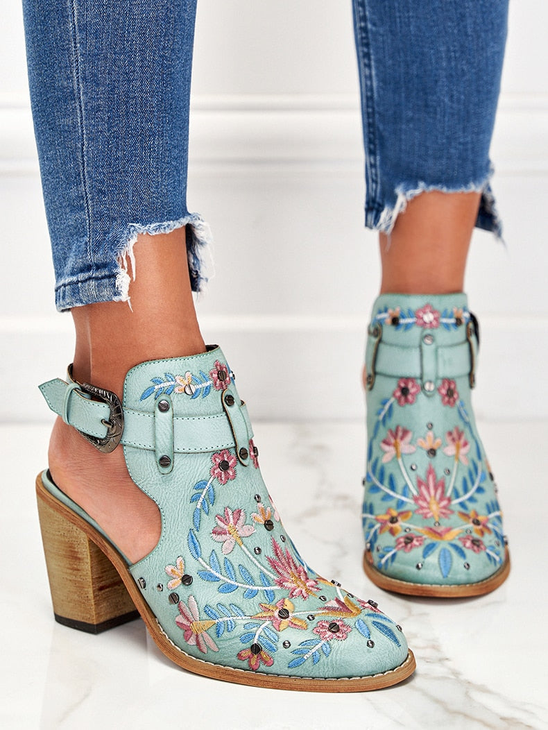 Stiefel-Sandalen Mit Klobigem Absatz