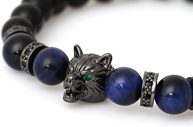 Wolf Tigerauge Perlenarmband