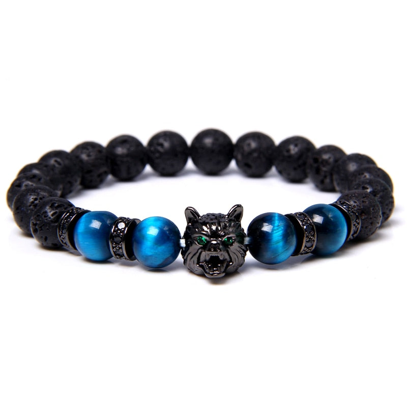 Wolf Tigerauge Perlenarmband