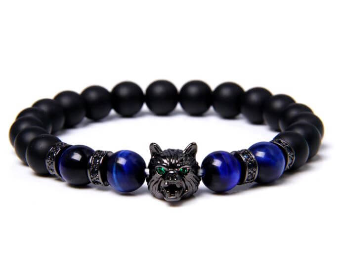 Wolf Tigerauge Perlenarmband